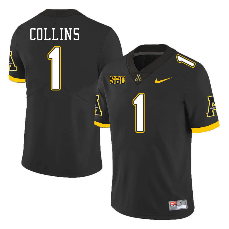 Appalachian State Mountaineers #1 Shawn Collins College Football Jerseys Stitched-Black